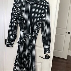 Brooks Brothers Polka Dot Tie-Waist - Navy, Green & White Dress